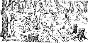 Детская игра в лесу